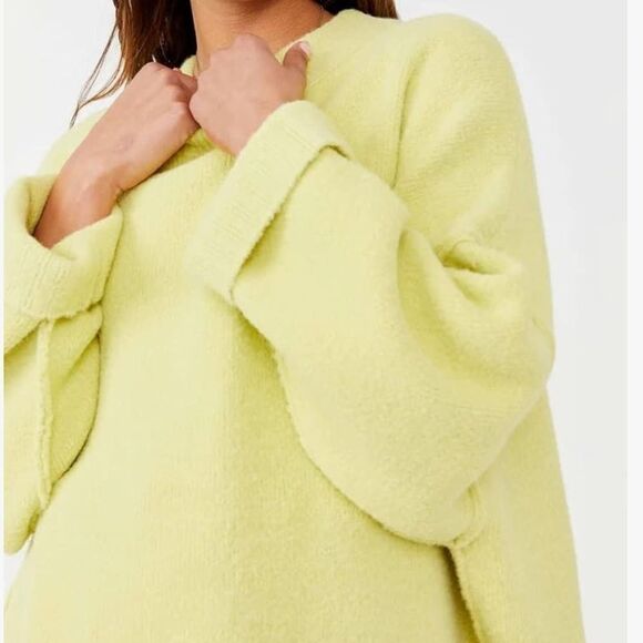 Free People Women’s Peaches High-Low Tunic Sweater Celery Green XS - Picture 8 of 13